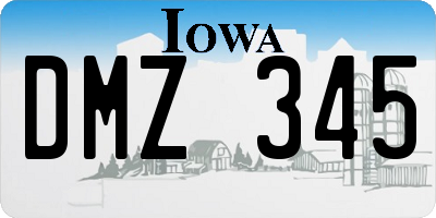 IA license plate DMZ345