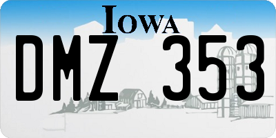 IA license plate DMZ353