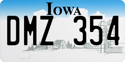 IA license plate DMZ354