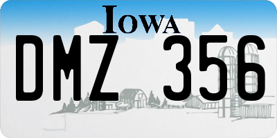 IA license plate DMZ356