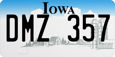 IA license plate DMZ357