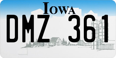 IA license plate DMZ361