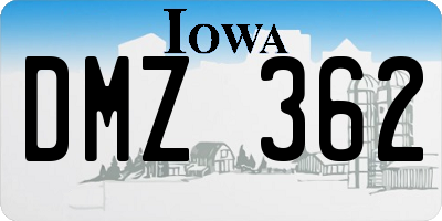 IA license plate DMZ362