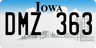IA license plate DMZ363