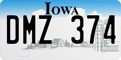 IA license plate DMZ374