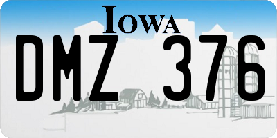 IA license plate DMZ376