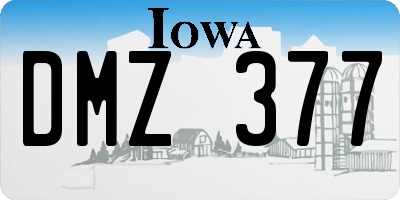IA license plate DMZ377