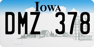 IA license plate DMZ378