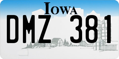 IA license plate DMZ381
