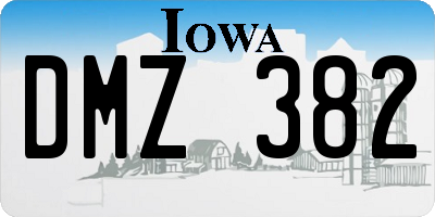 IA license plate DMZ382