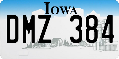 IA license plate DMZ384