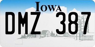IA license plate DMZ387
