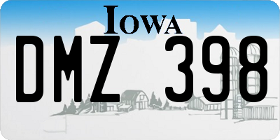 IA license plate DMZ398