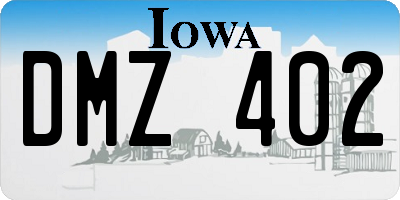 IA license plate DMZ402