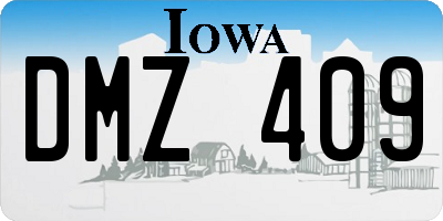 IA license plate DMZ409