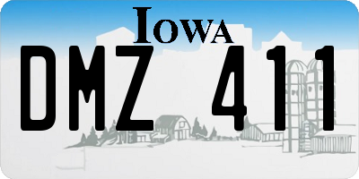 IA license plate DMZ411