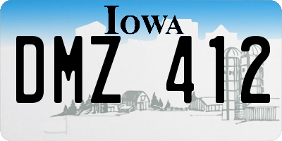 IA license plate DMZ412