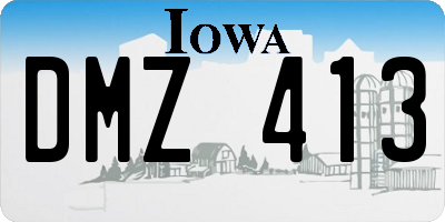IA license plate DMZ413