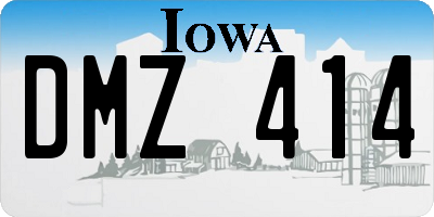 IA license plate DMZ414