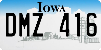 IA license plate DMZ416