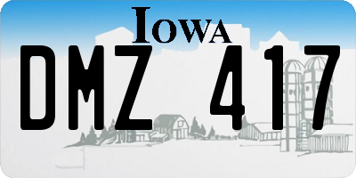 IA license plate DMZ417