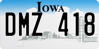 IA license plate DMZ418