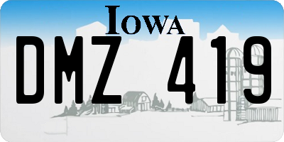 IA license plate DMZ419