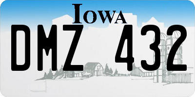 IA license plate DMZ432