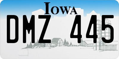 IA license plate DMZ445