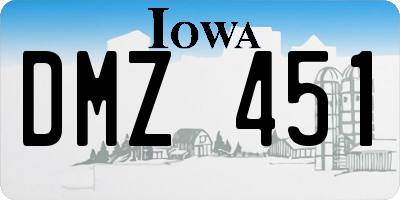 IA license plate DMZ451
