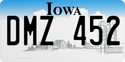 IA license plate DMZ452