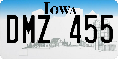 IA license plate DMZ455