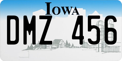 IA license plate DMZ456