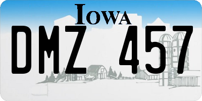 IA license plate DMZ457
