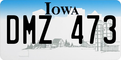 IA license plate DMZ473