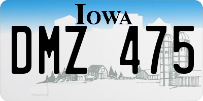 IA license plate DMZ475