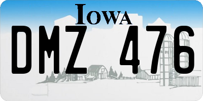 IA license plate DMZ476
