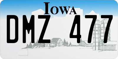 IA license plate DMZ477