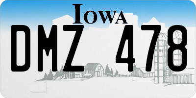 IA license plate DMZ478