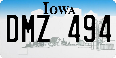 IA license plate DMZ494