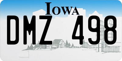 IA license plate DMZ498