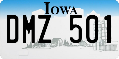 IA license plate DMZ501