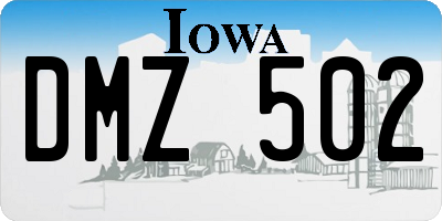 IA license plate DMZ502
