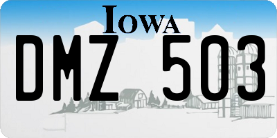 IA license plate DMZ503
