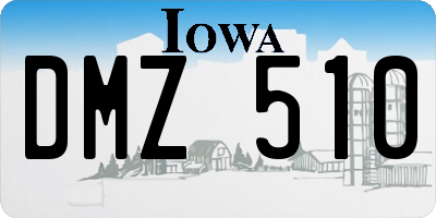 IA license plate DMZ510