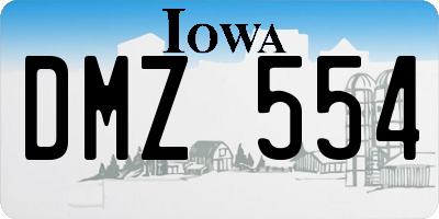 IA license plate DMZ554
