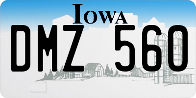 IA license plate DMZ560