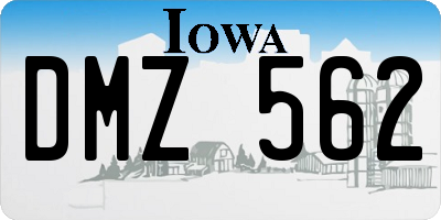 IA license plate DMZ562