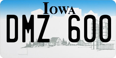 IA license plate DMZ600