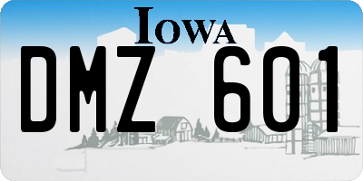 IA license plate DMZ601